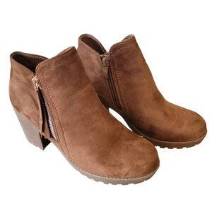 Top Moda Chestnut Brown Faux Suede Heeled‎ Boots Size 8